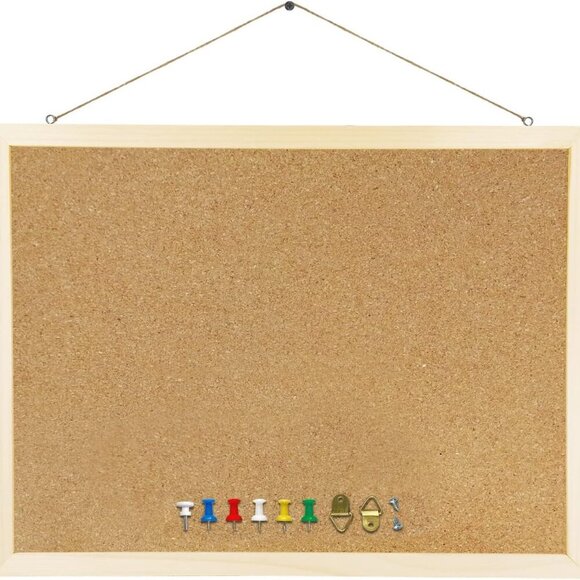 Other - Cork Board Bulletin Board, 15.7"X 11.81" pin Boards for Walls, Oak Wood Finish F
